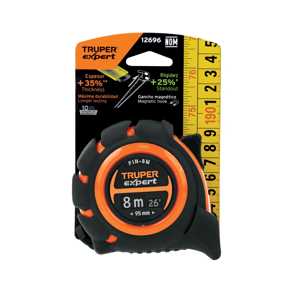 [12696] FLEXOMETRO METRO 8MTS GANCHO MAGNETICO TRUPER