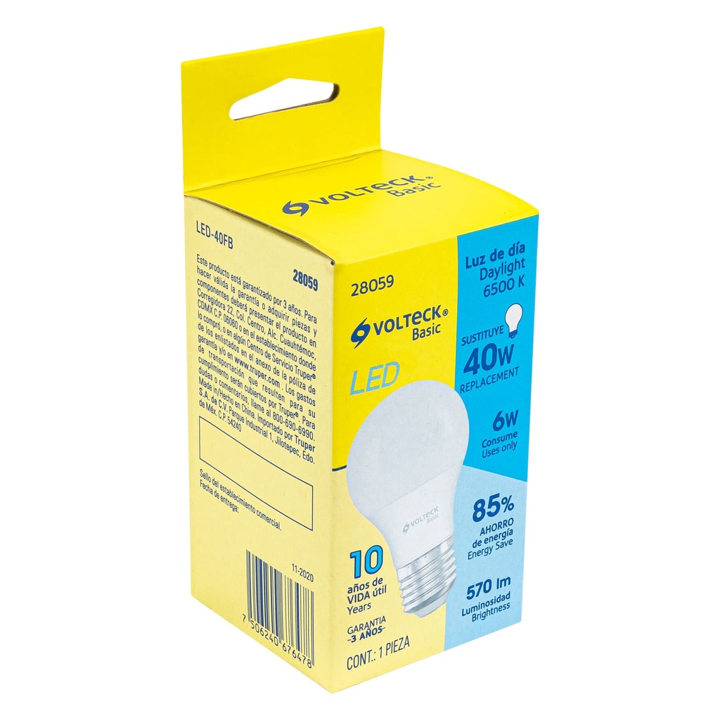 [28059] FOCO DE LED A19- 6W- LUZ DE DÍA