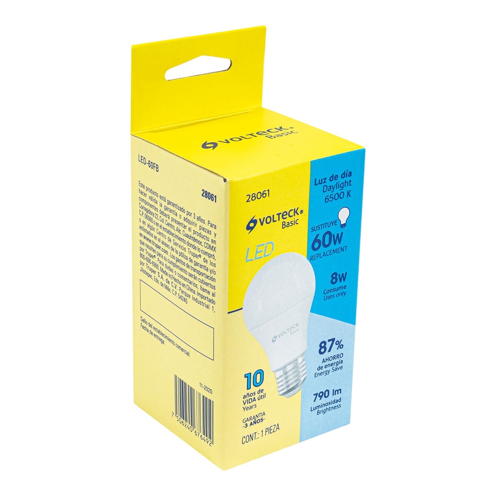 [28061] FOCO DE LED A19- 8W- LUZ DE DÍA