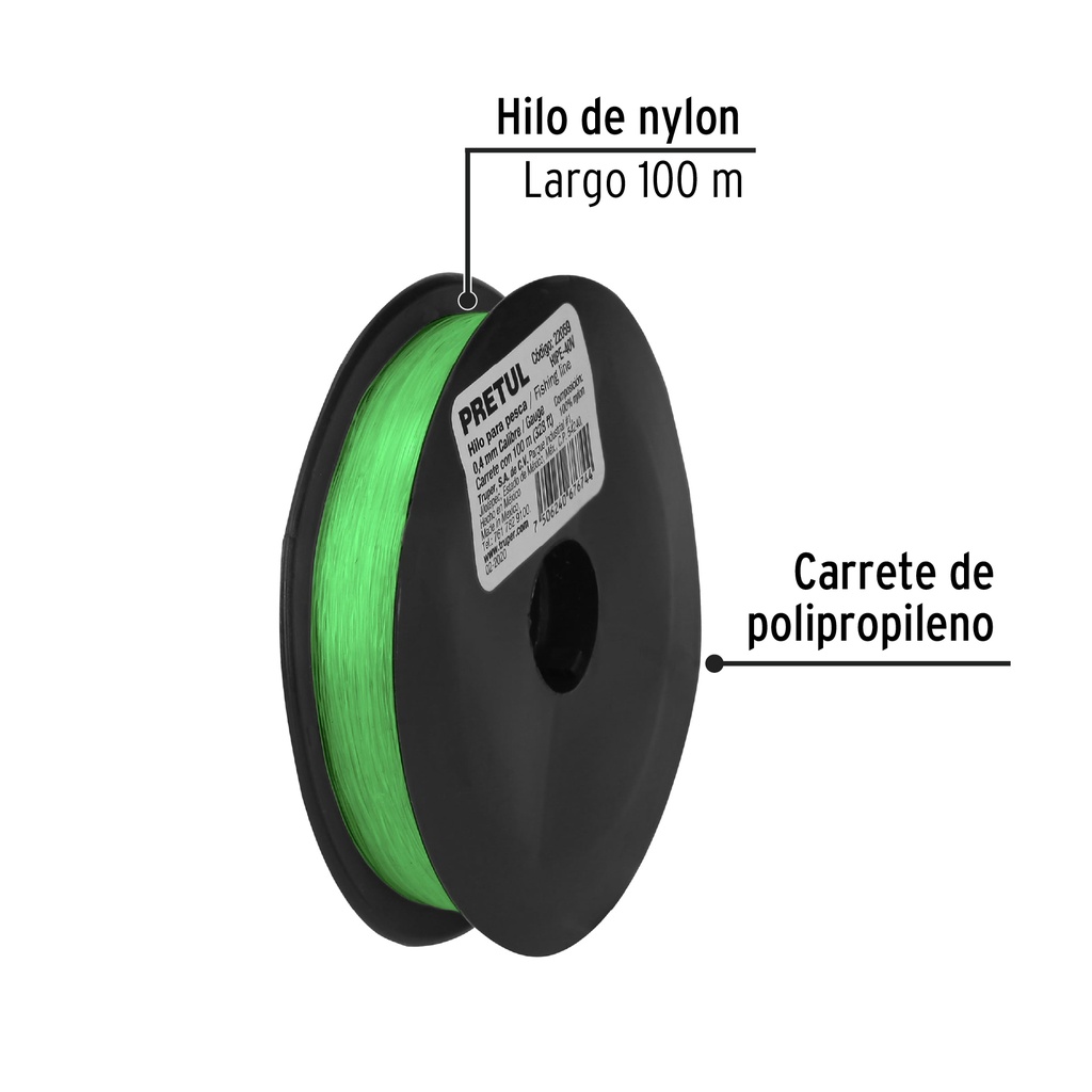 [22059] HILO DE NAILON PARA PESCA- 0.40 MM