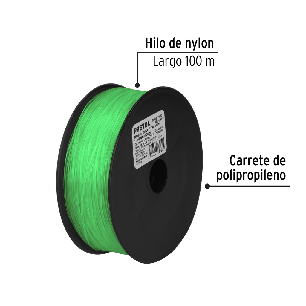 [22065] HILO DE NAILON PARA PESCA- 1.00 MM