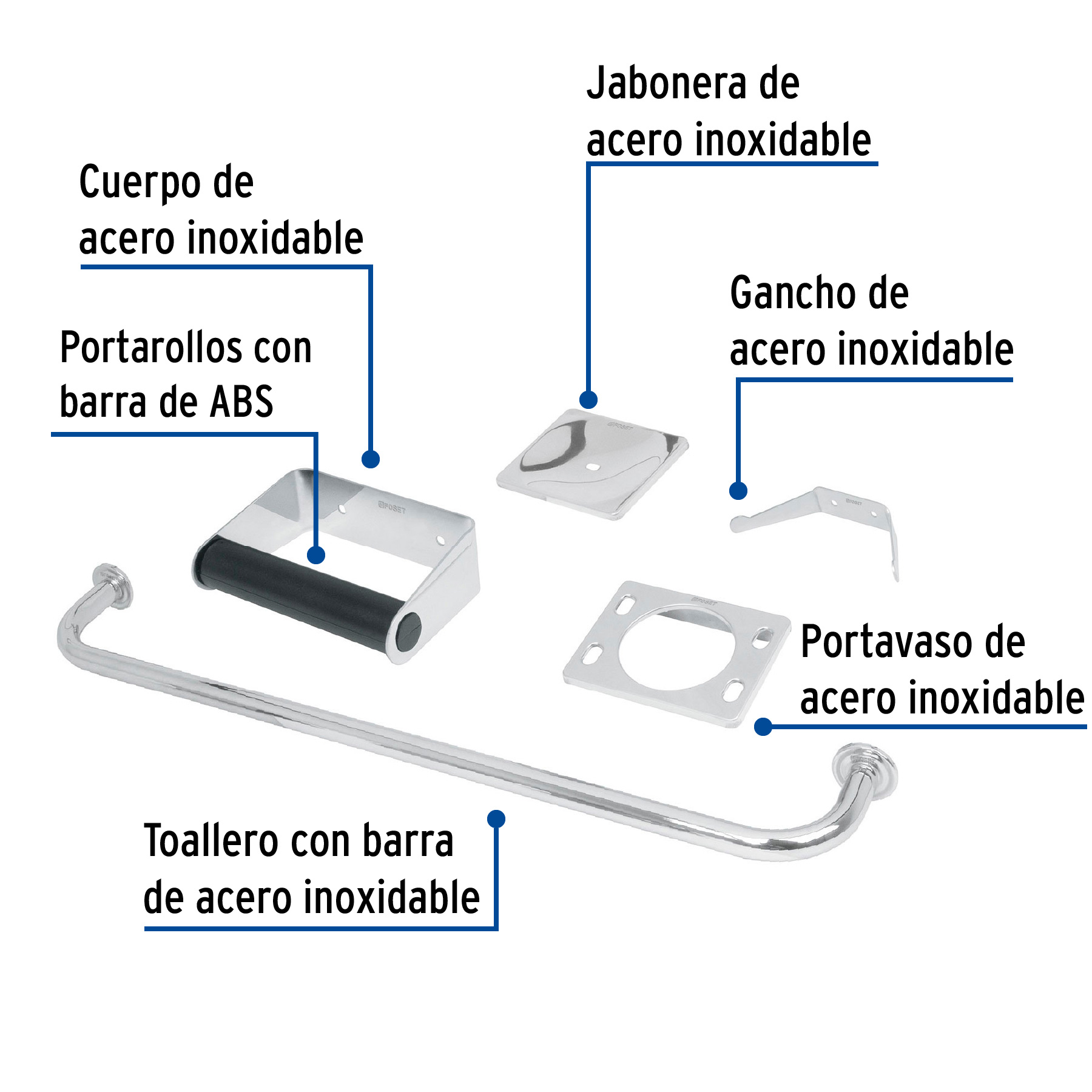 [49255] JUEGO DE 5 ACCESORIOS PARA BAÑO