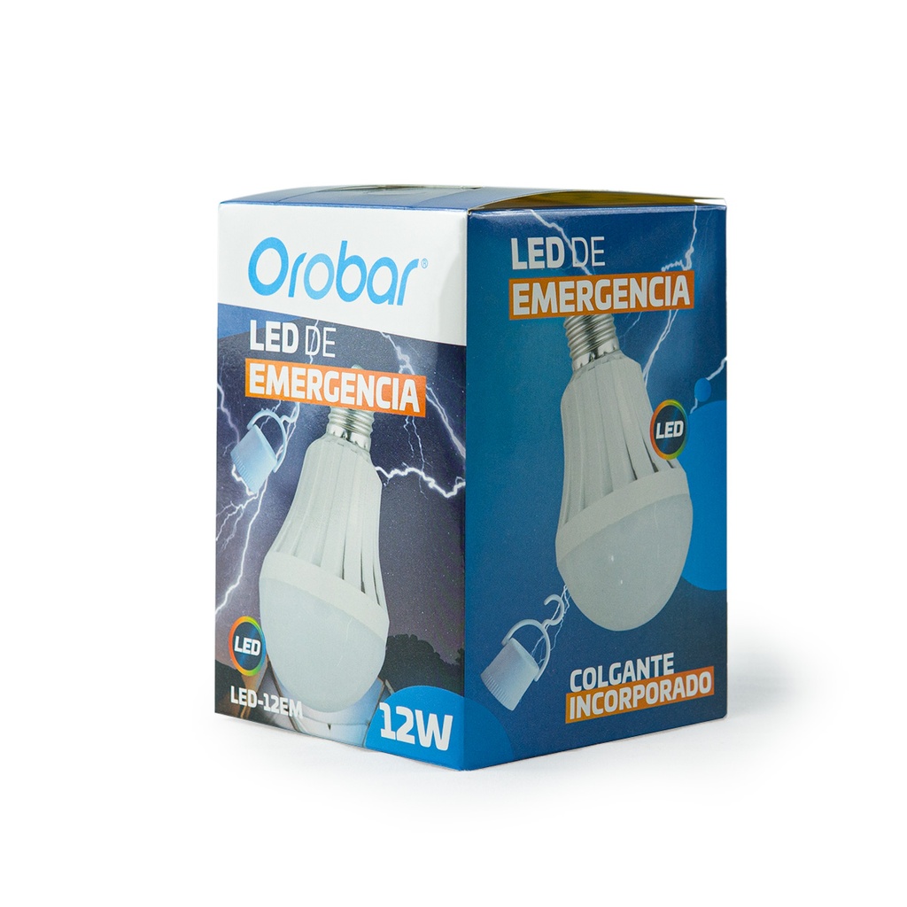 [led-12em] LAMPARA LED EMERGENCIA RECARGABLE 12W OROBAR