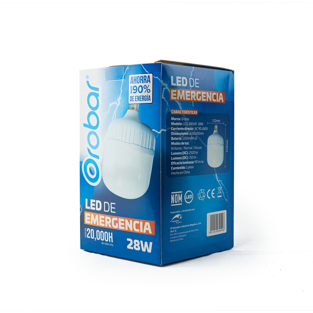 [LED-28EM] LAMPARA LED EMERGENCIA RECARGABLE 28 WATS OROBAR