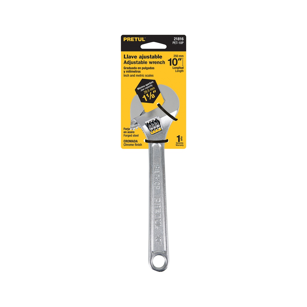 [21816] LLAVE AJUSTABLE PERICO 10 PLG. CROMADA PRETUL