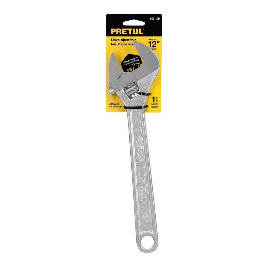 [21817] LLAVE AJUSTABLE PERICO 12 PLG. CROMADA PRETUL