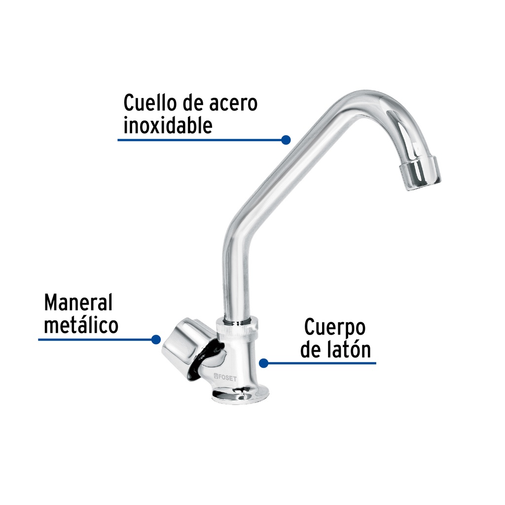 [49500] LLAVE INDIVIDUAL DE LATÓN CROMADO PARA FREGADERO