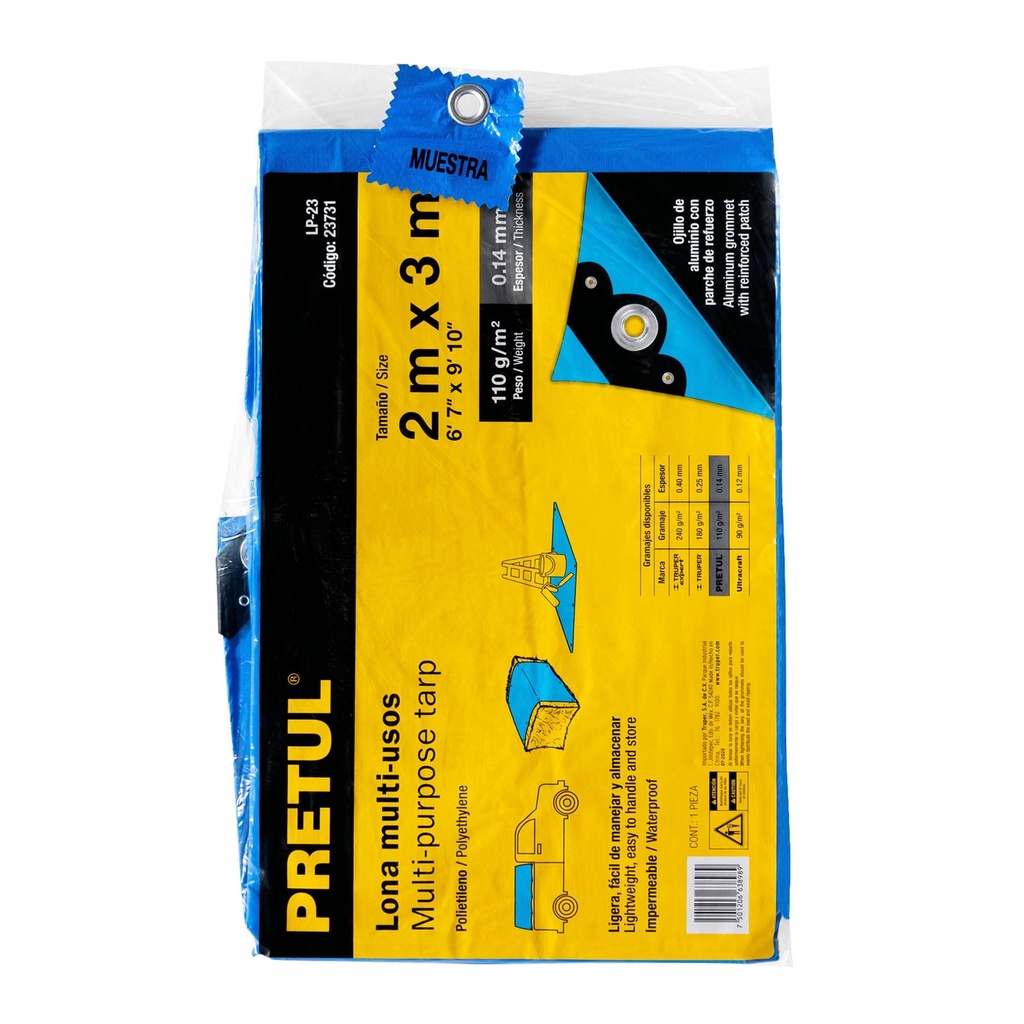 [23731] LONA DE 2X3 METROS PRETUL AZUL