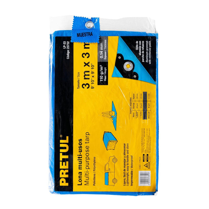 [23732] LONA DE 3X3 METROS PRETUL AZUL