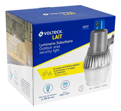[46297] LUMINARIO LAMPARA SUBURBANO METALICO 45 WATS SENSOR DE LUZVOLTECK