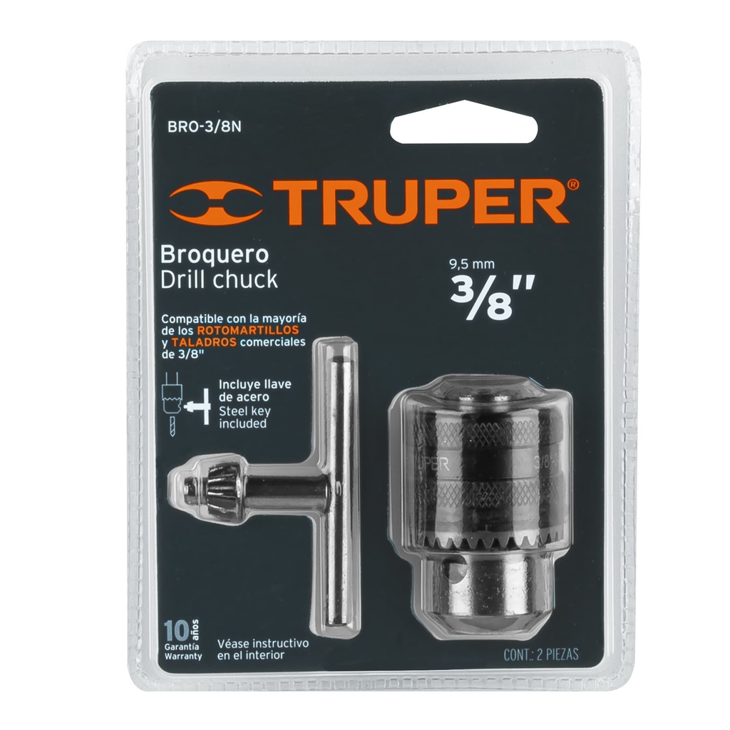 [16477] MANDRIL BROQUERO DE 3/8 CON LLAVE TRUPER