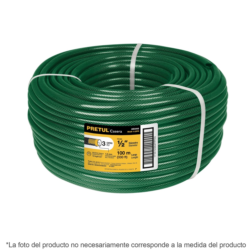 [20601] MANGUERA VERDE DE 1 PLG ROLLO 50 METROS PRETUL METRO