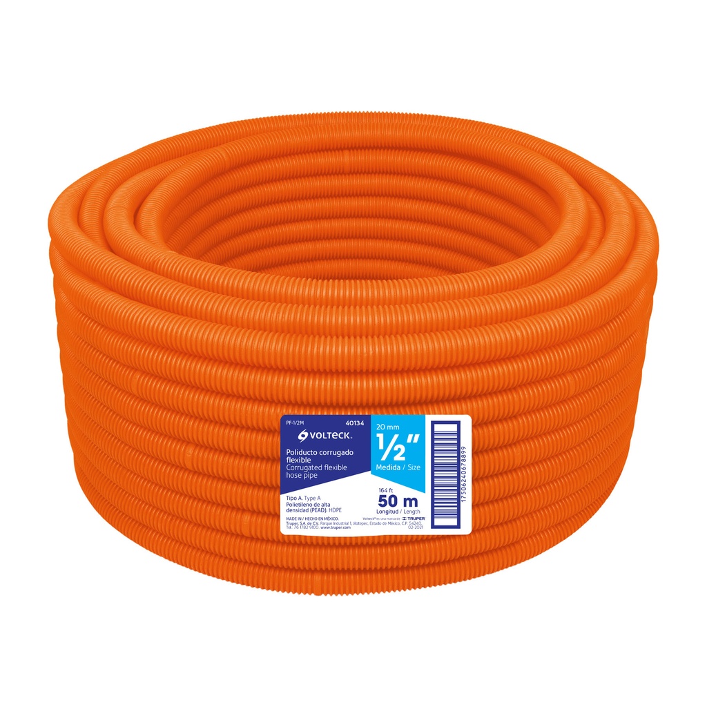 ROLLO POLIDUCTO 1/2 PLG. CORRUGADO FLEX. S/GUÍA ROLLO 50 M