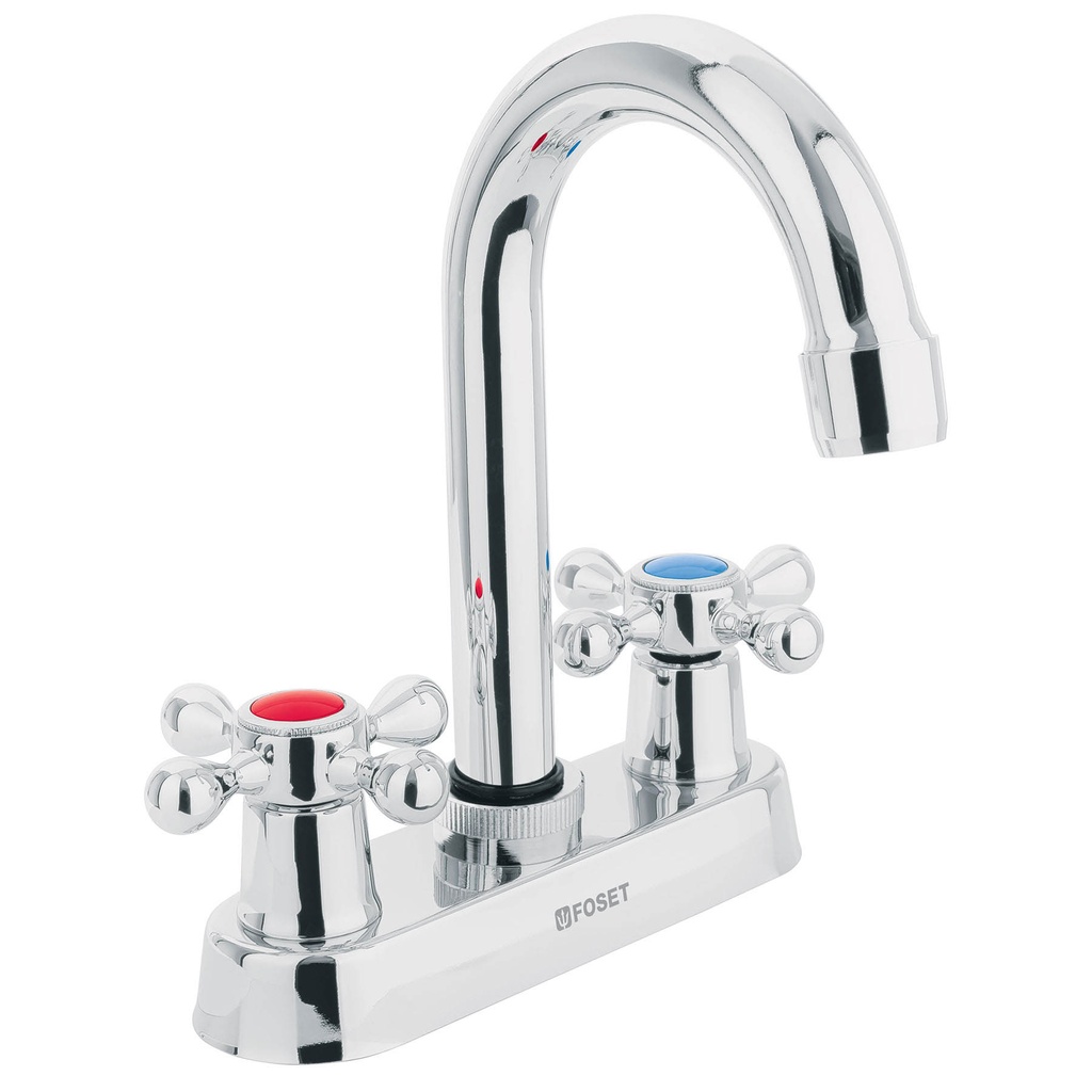 [47682] MEZCLADORA 4 PLG. PARA LAVABO CUELLO BAR MANERALES CRUCETA