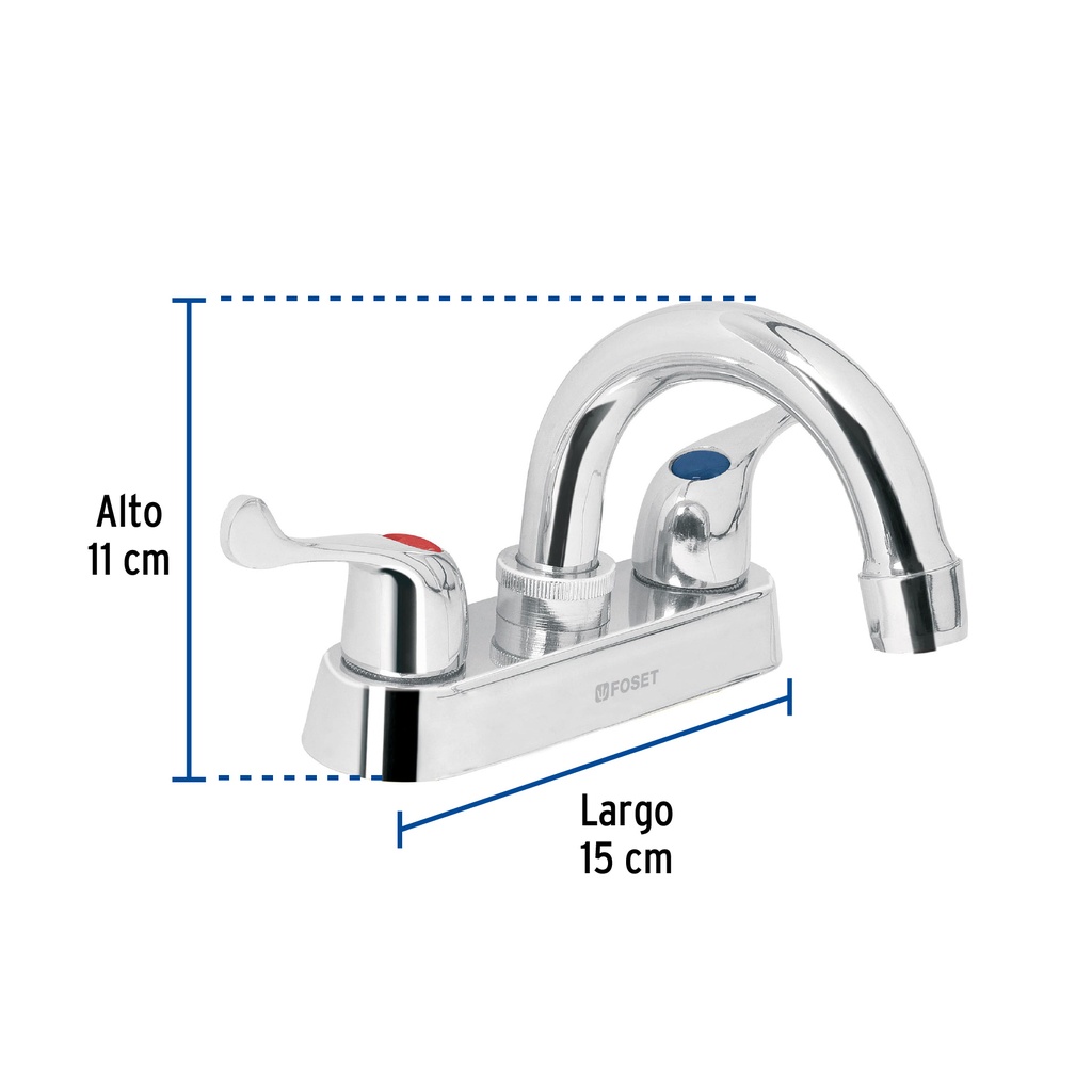[49279] MEZCLADORA 4 PLG. PARA LAVABO CUELLO CURVO MANERALES PALANCA