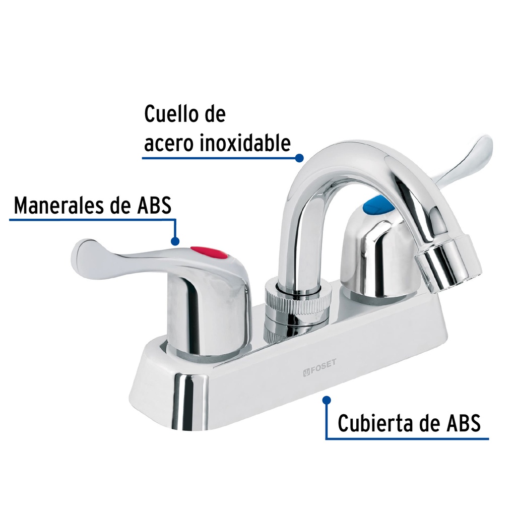 [45512] MEZCLADORA PLÁSTICA 4 PLG. CUELLO CURVO PARA LAVABO PALANCA