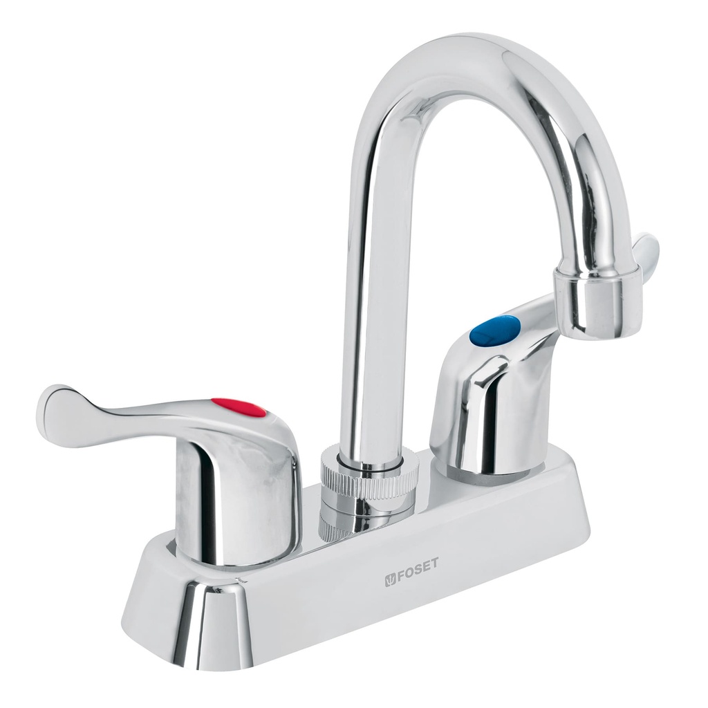 [45513] MEZCLADORA PLÁSTICA 4 PLG. CUELLO TIPO BAR PARA LAVABO PALANCA