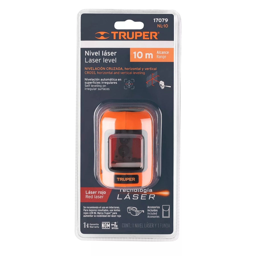 [17079] NIVEL LASER ROJO CON ALCANCE DE 10METROS PILAS TRUPER