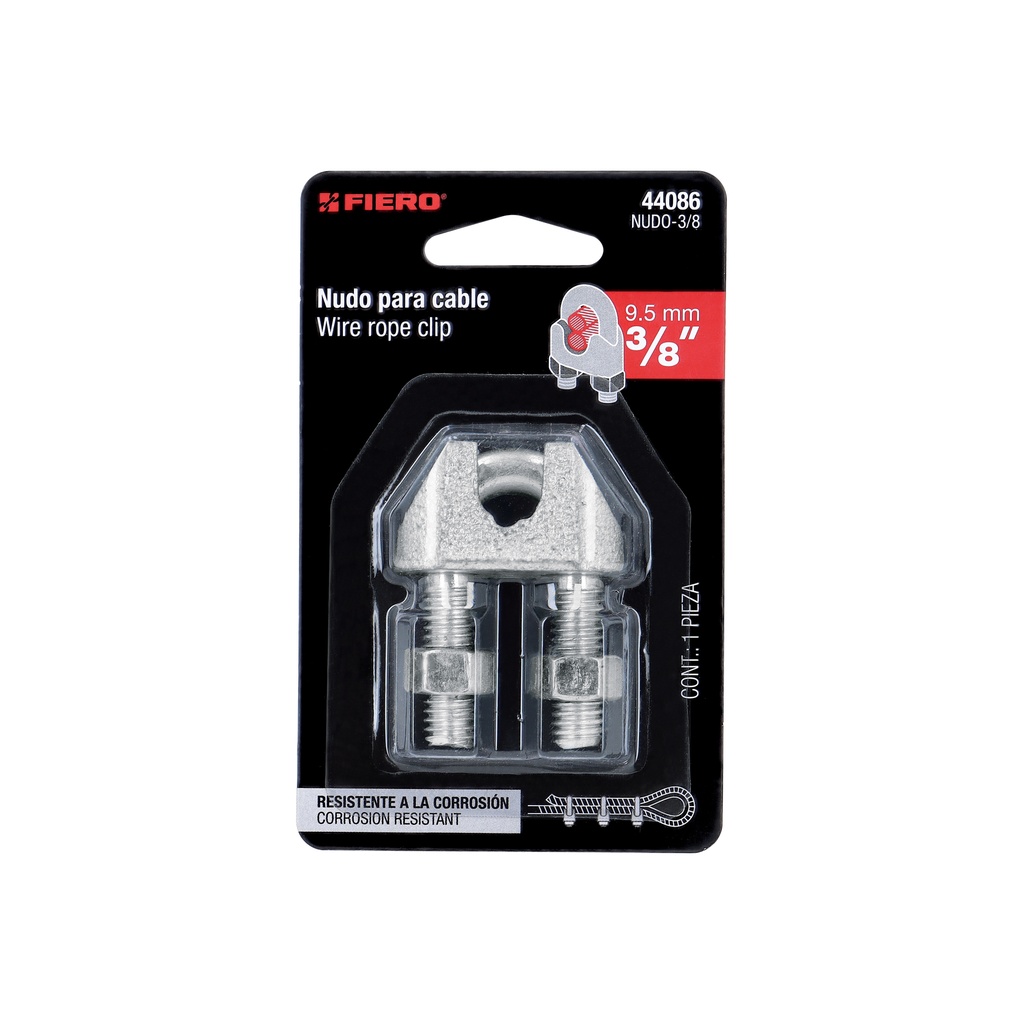 [44086] NUDO PARA CABLE DE 3/8 PLG. TARJETA CON 1 PZA FIERO