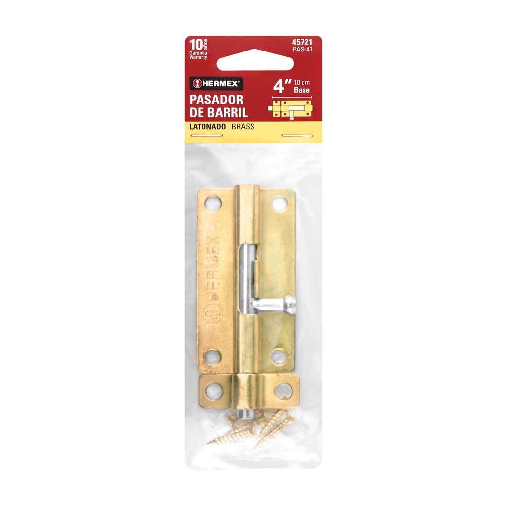 [45721] PASADOR DE BARIL DE ACERO LATON 4PLG HERMEX