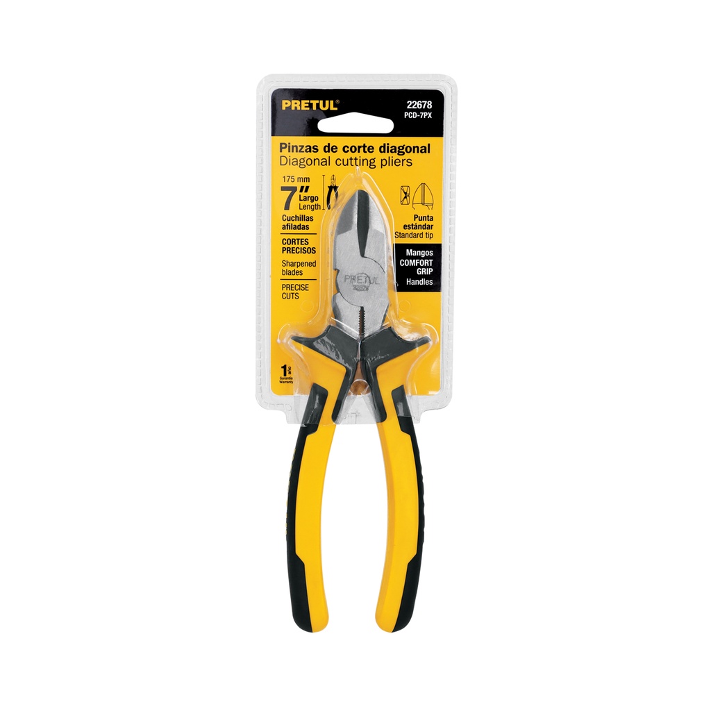 [22678] PINZA DE CORTE DIAGONAL 7 PLG. MANGO COMFORT GRIP PRETUL