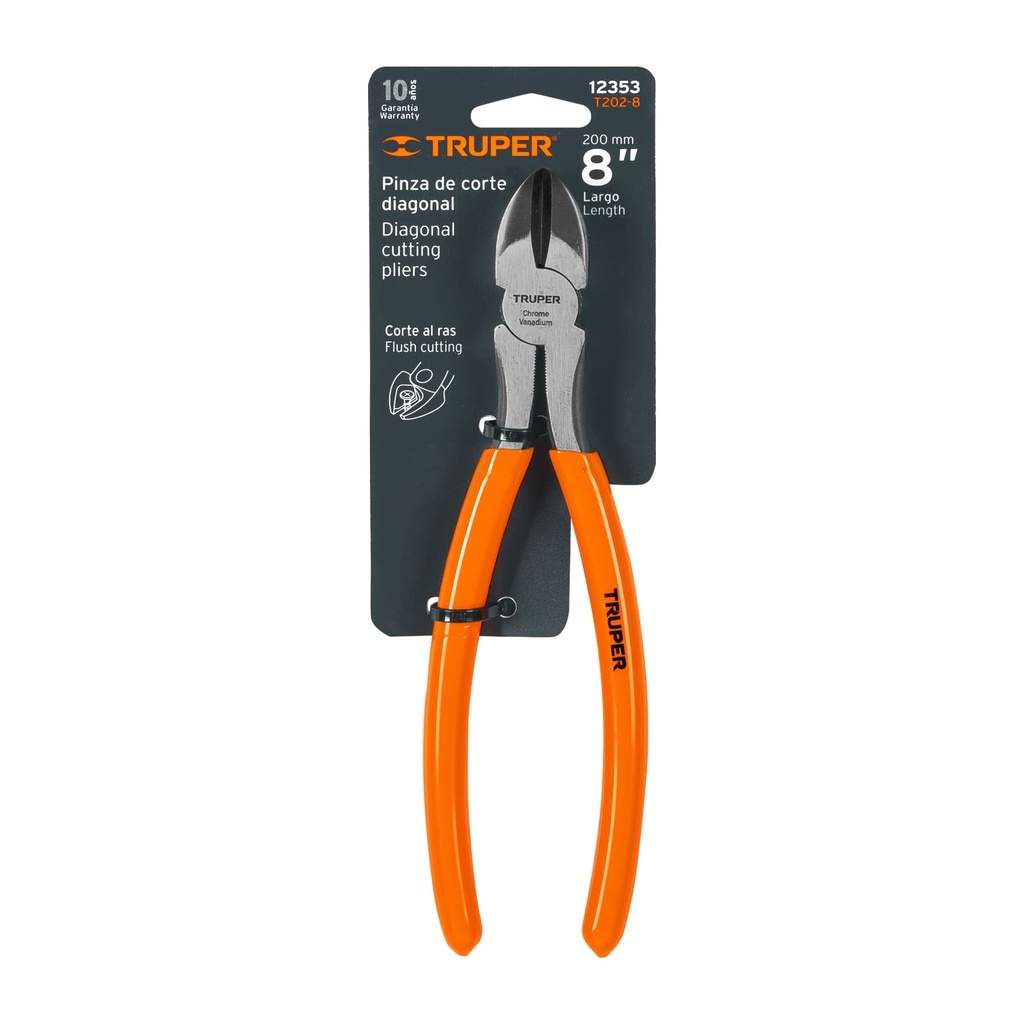 [12353] PINZA DE CORTE DIAGONAL 8" MANGO DE PVC, TRUPER