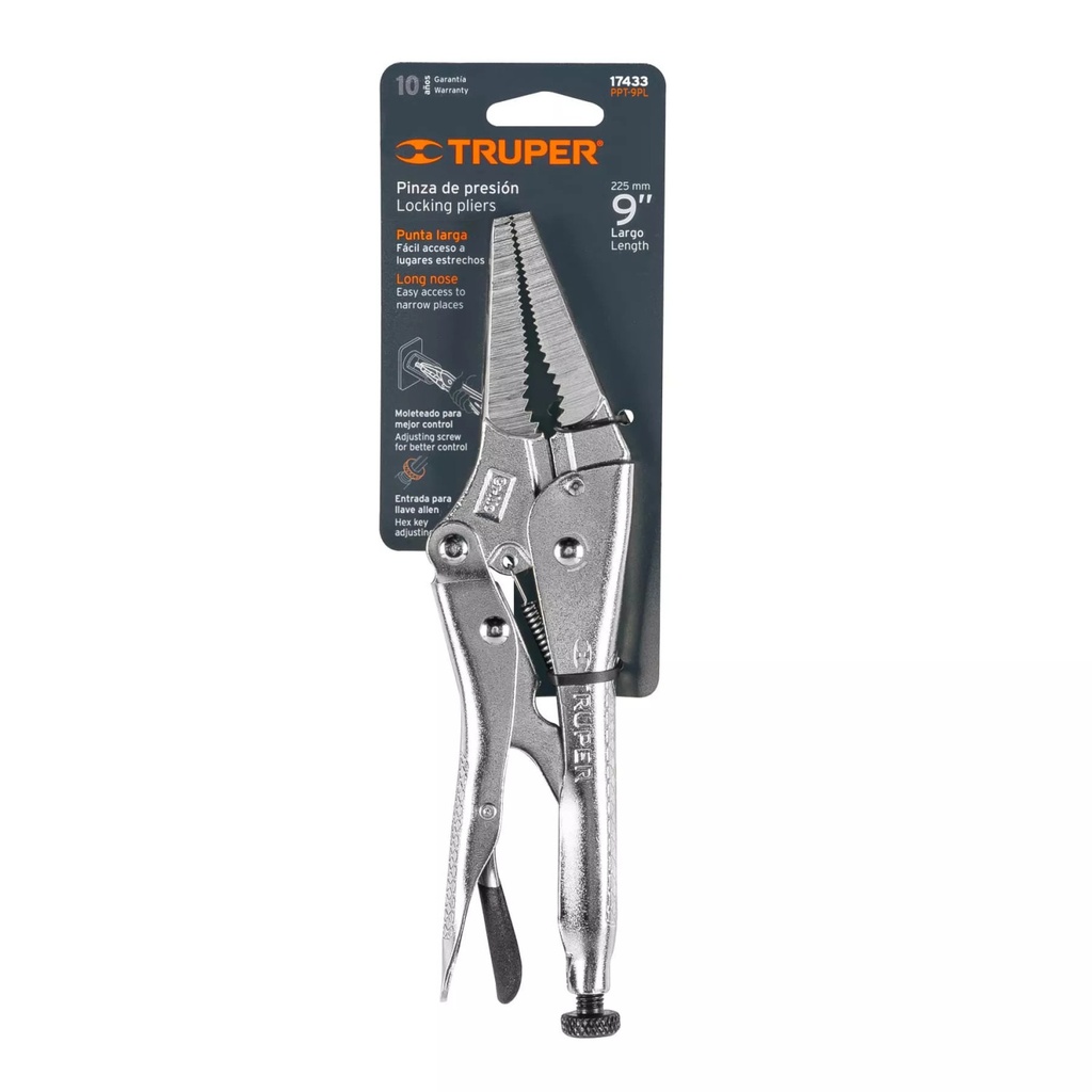 [17433] PINZA DE PRESIÓN 9", PUNTA LARGA, TRUPER