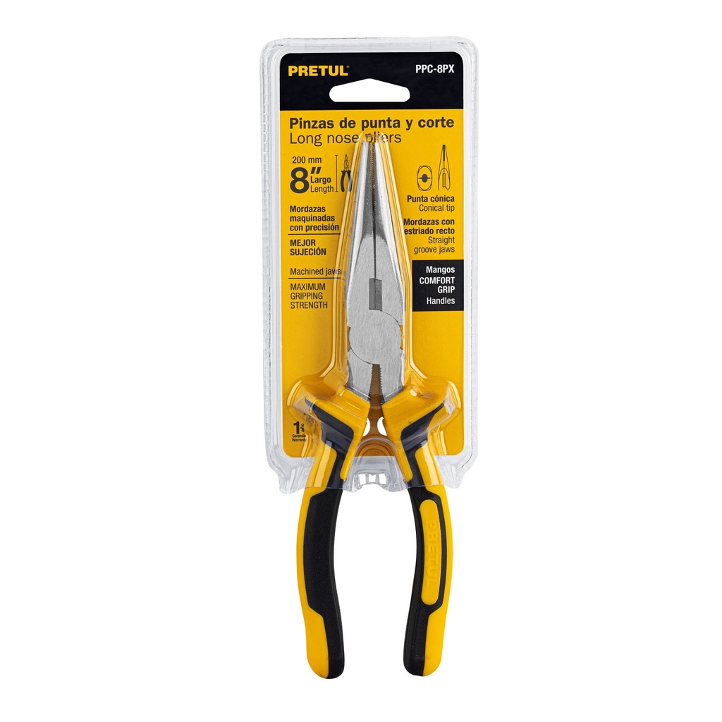 [22671] PINZA DE PUNTA Y CORTE 8 PLG. MANGO COMFORT GRIP PRETUL