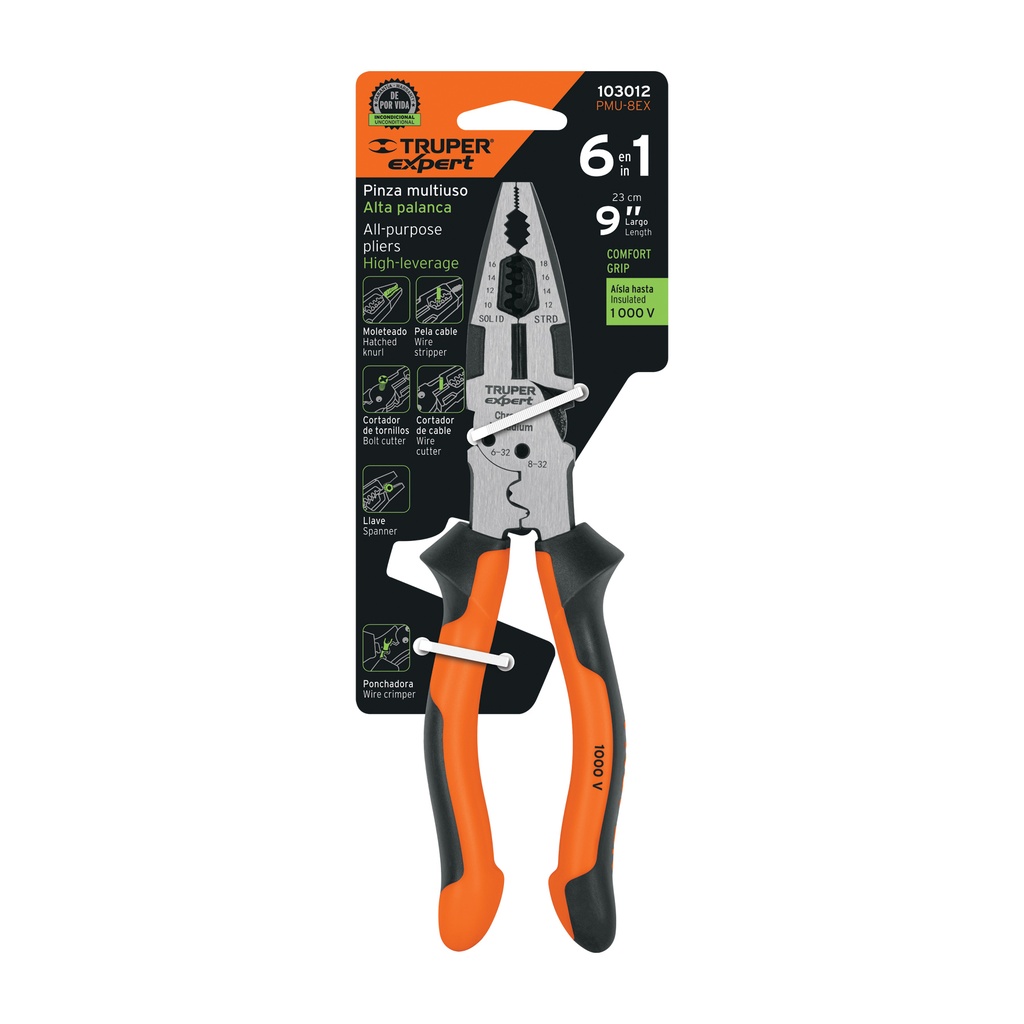 [103012] PINZA MULTIUSO 8 PLG ELECTRICISTA CONFOR GRIP TRUPER