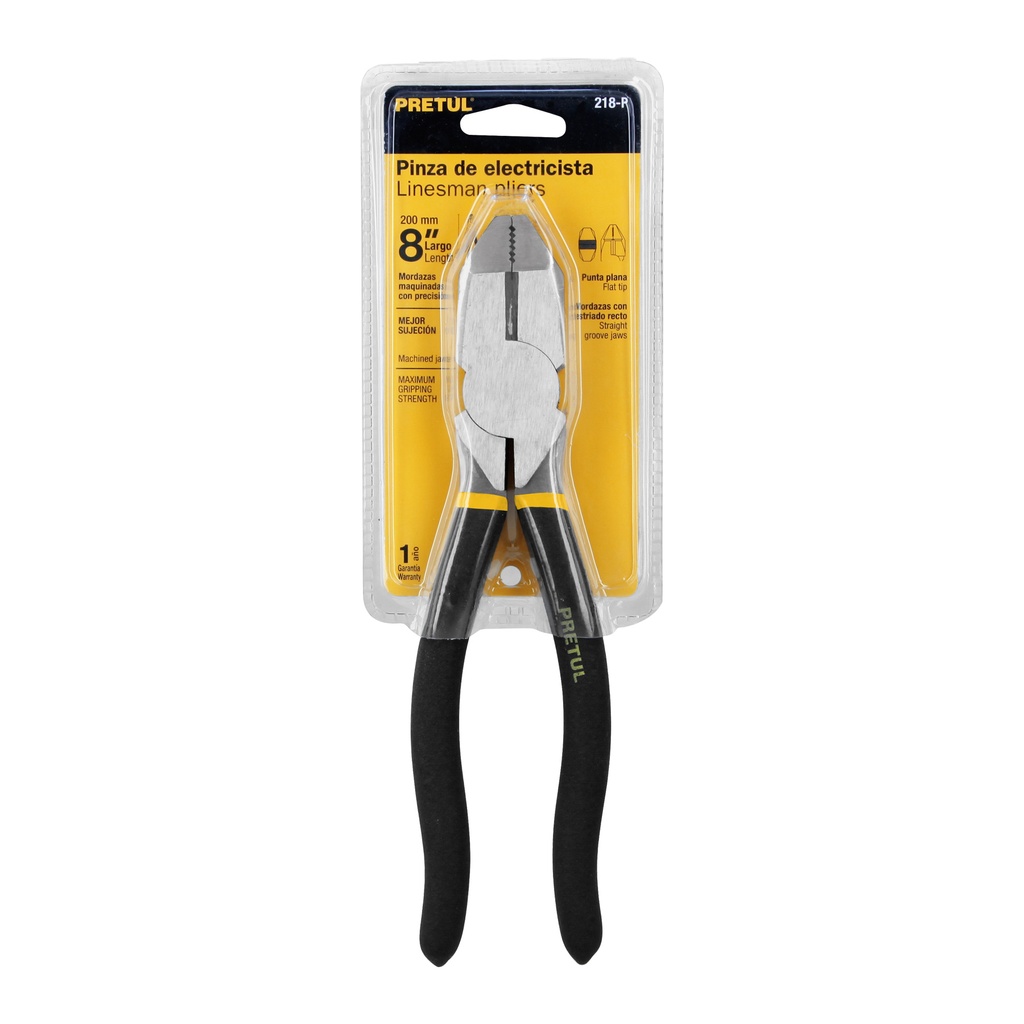[22606] PINZA PARA ELECTRICISTA 8 PLG. CABEZA CUADRADA PRETUL