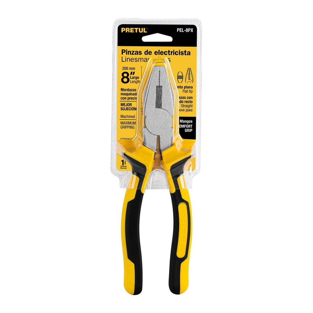 [22674] PINZA PARA ELECTRICISTA 8 PLG. MANGO COMFORT GRIP PRETUL