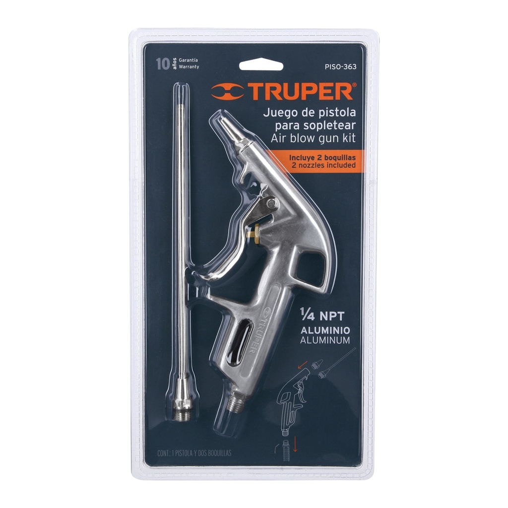 [10647] PISTOLA DE ALUMINIO PARA SOPLETEAR, 2 BOQUILLAS TRUPER