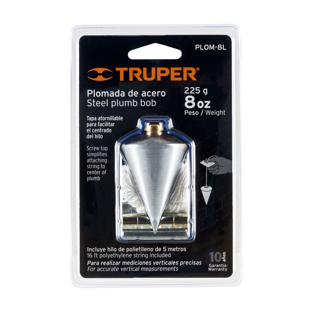 [11848] PLOMADA DE ACERO TIPO TROMPO- 8OZ