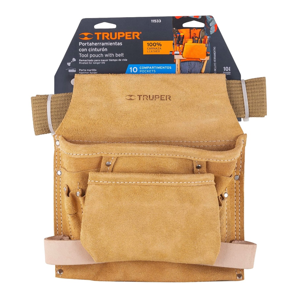 [11533] PORTA HERRAMIENTAS DE CARNAZA CON 10 COMPARTIMENTOS, TRUPER