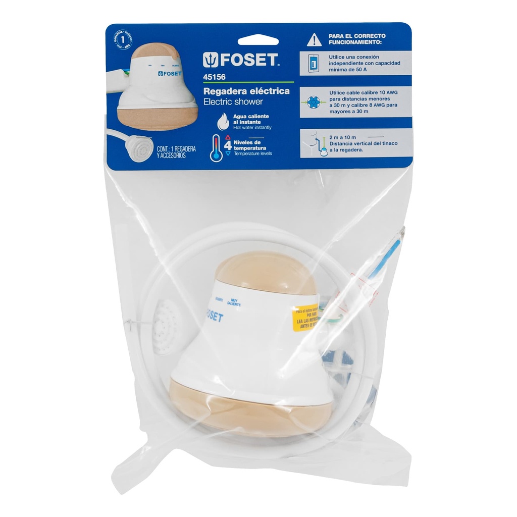 [45156] REGADERA ELECTRICA DE 4 TEMPERATURAS 5 3/8 PLG. BEIGE FOSET