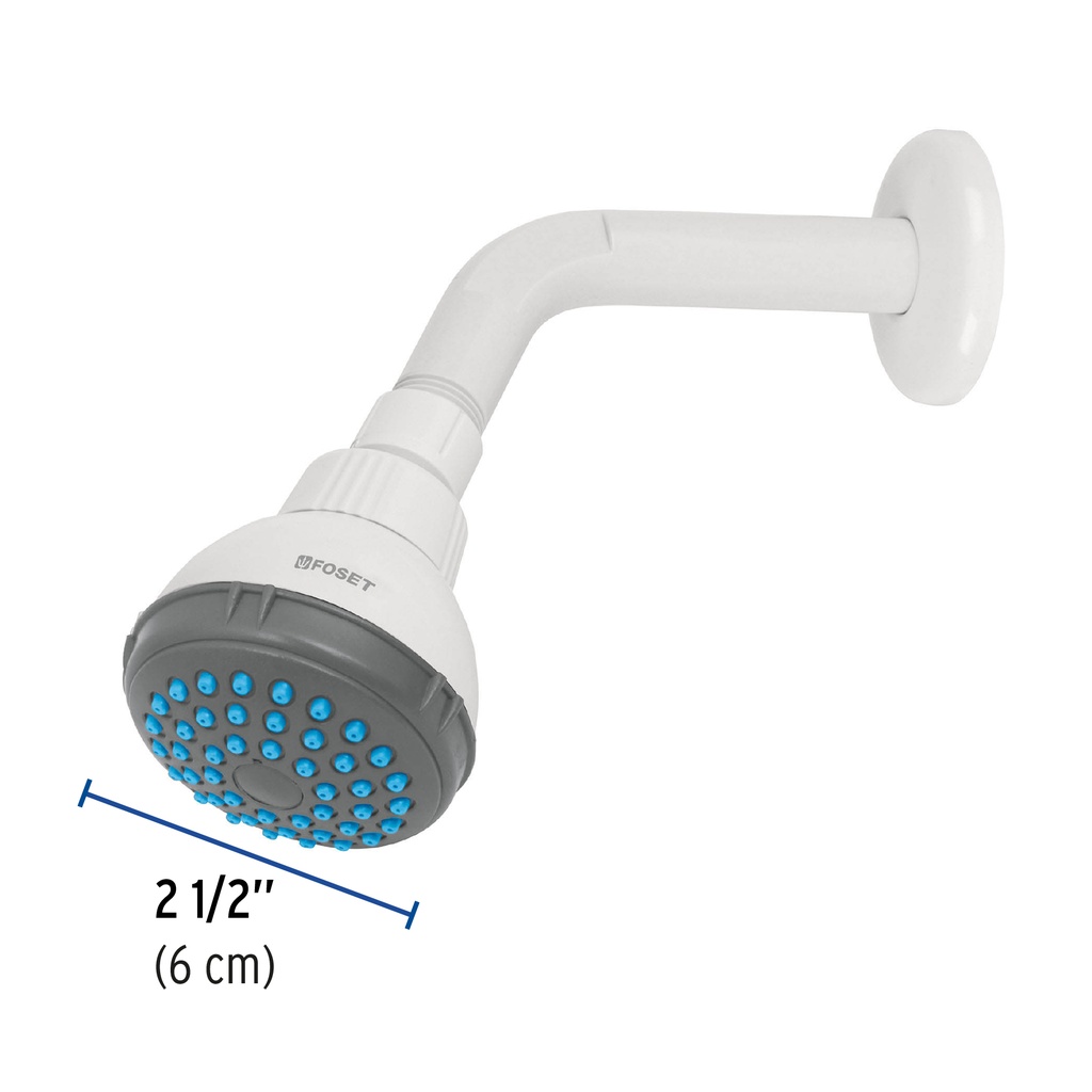 [48293] REGADERA PLÁSTICA REDONDA 2 1/2 PLG. GRIS BLANCA FOSET