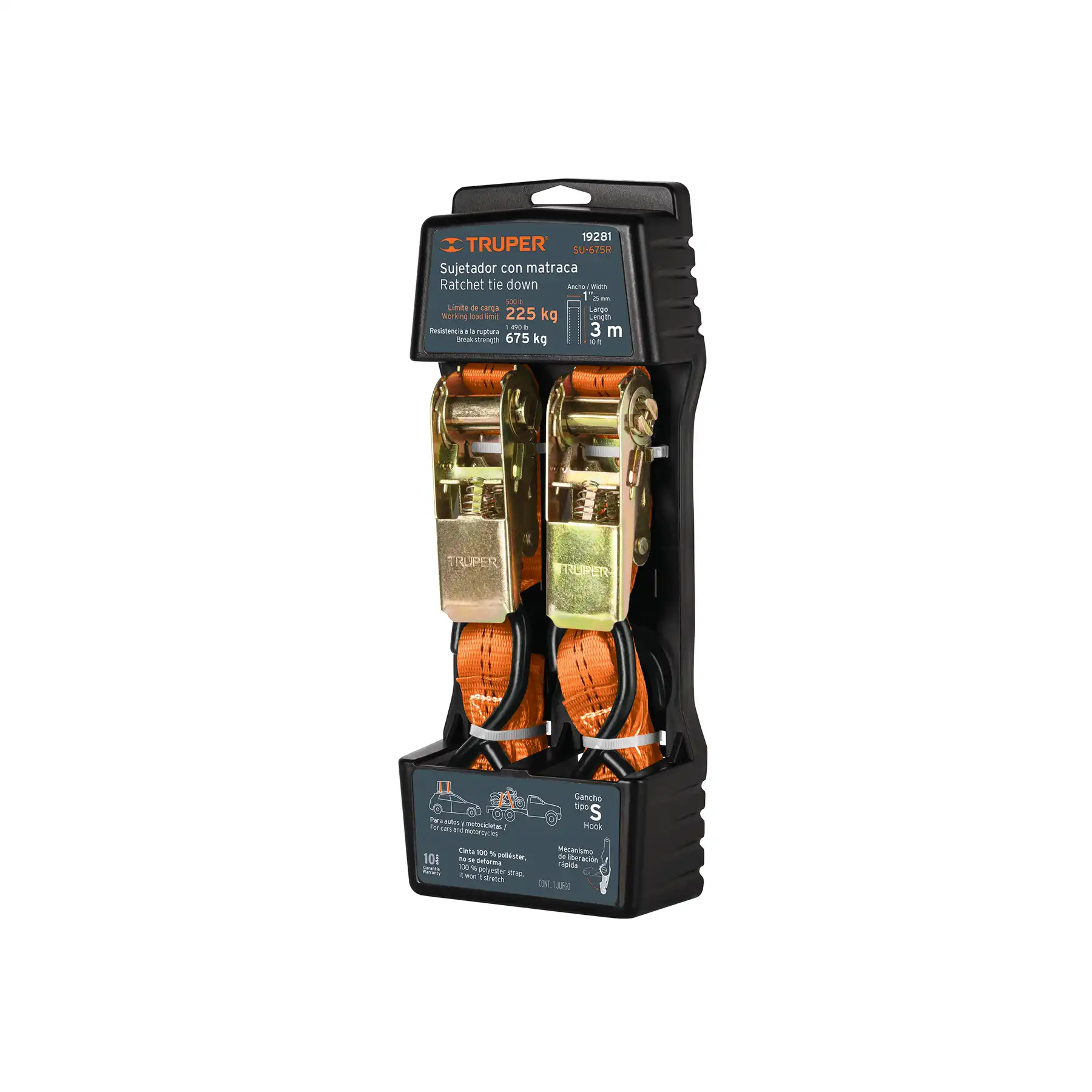 [19281] SET 2 PZAS SUJETADOR 675KGS 3M C/MATRACA