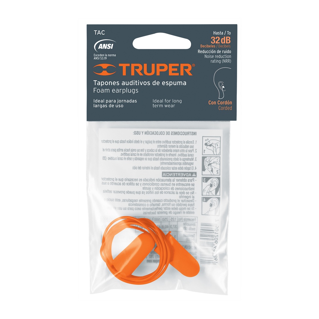 [14223] TAPON DE OIDOS DESECHABLE DE ESPUMA TRUPER