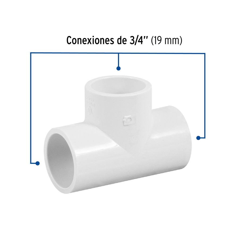 [45421] TEE SENCILLA DE PVC 3/4 PLG. FOSET