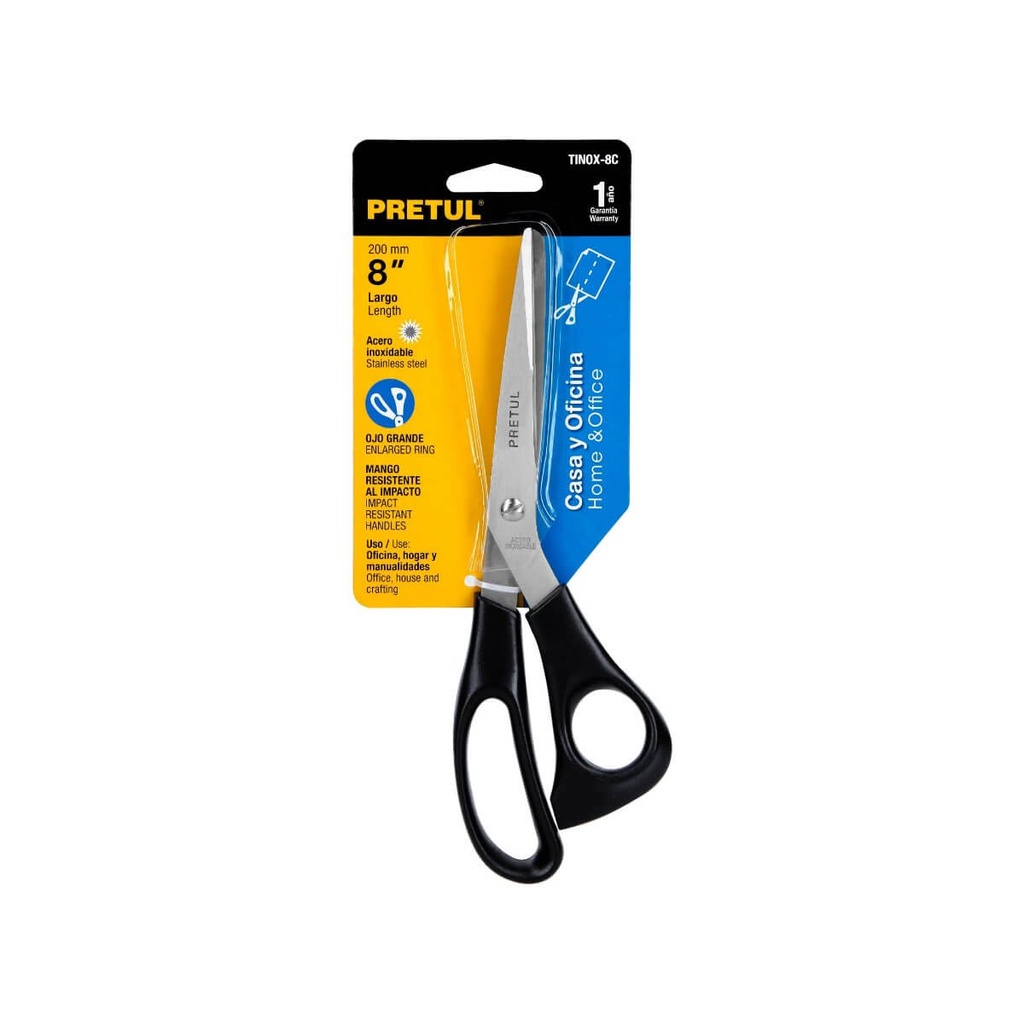 [23185] TIJERA 8 PLG. DE ACERO INOXIDABLE PARA CASA Y OFICINA PRETUL
