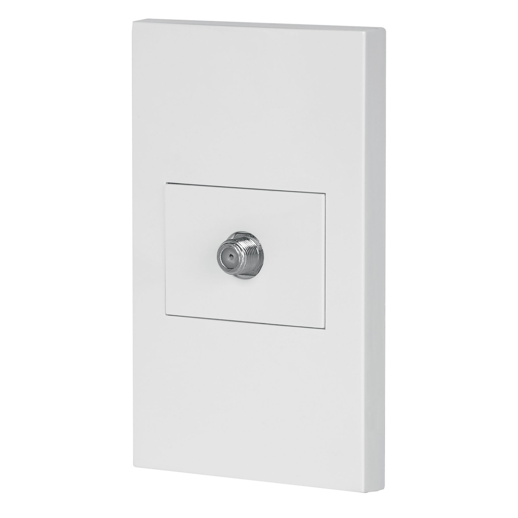 [45605] TOMA DE TELEVISIÓN CON PLACA- BLANCO- ESPAÑOLA