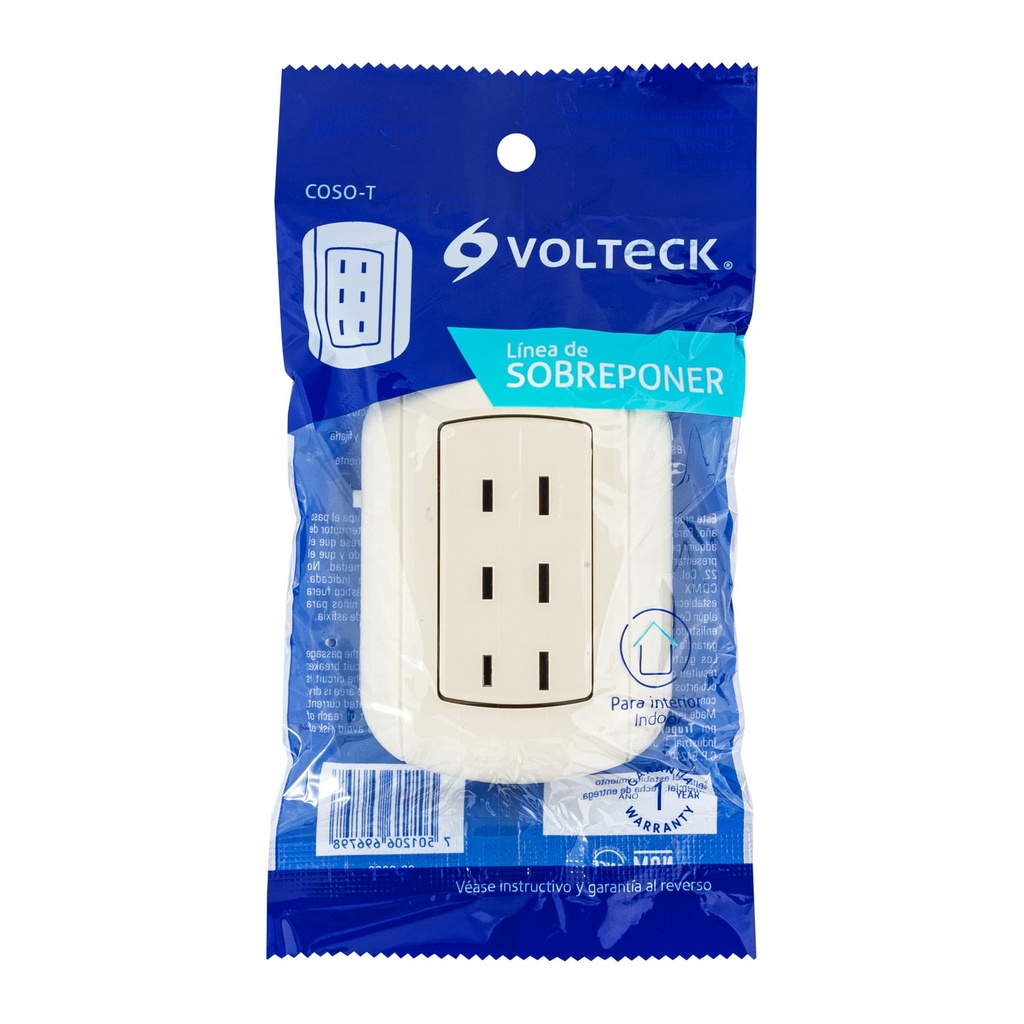 [47351] TOMACORRIENTE CONTACTO DE COBREPONER TRIPLE VOLTECH