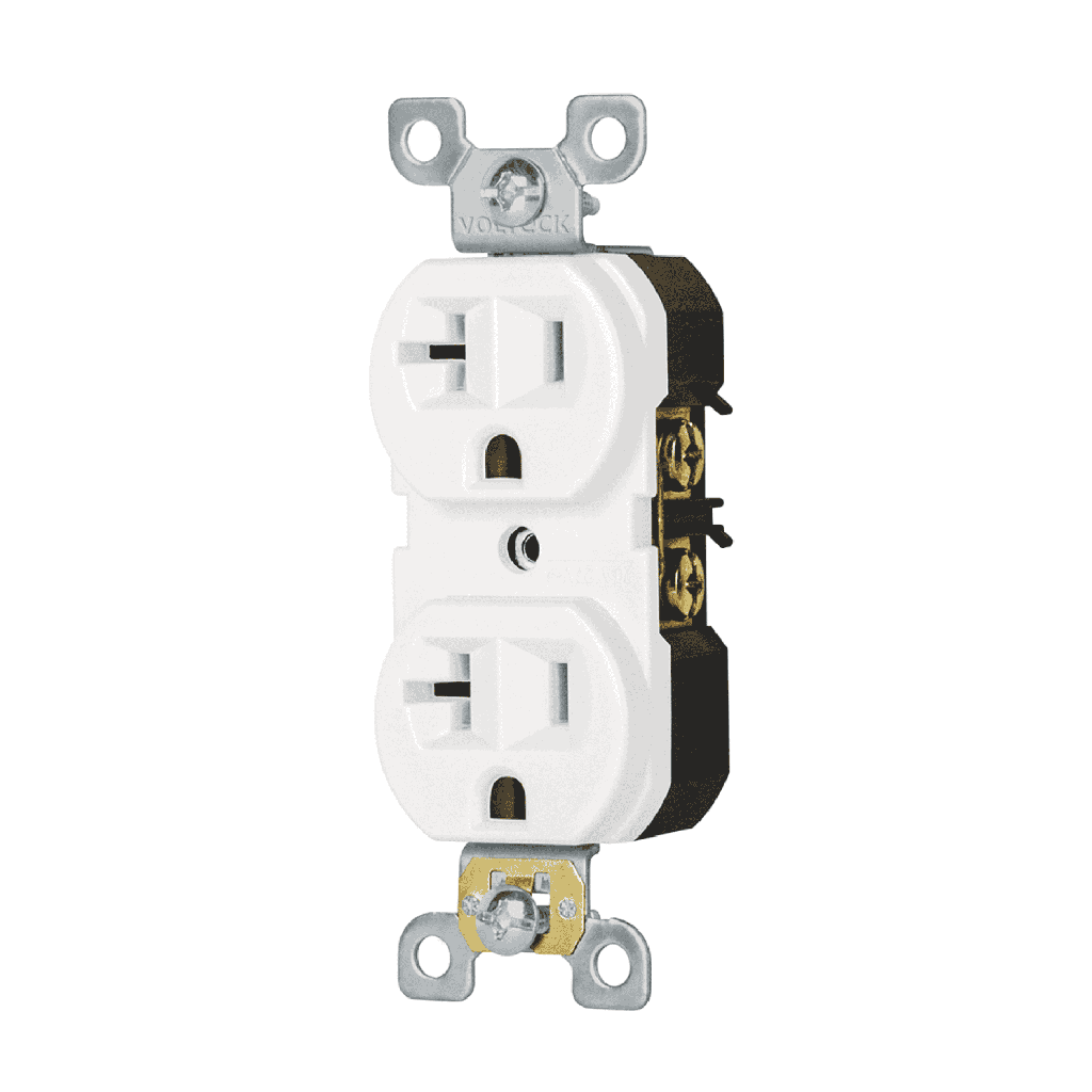 [47721] TOMACORRIENTE DUPLEX, 2 POLOS 3 HILOS, 20 A, STANDARD, BLANCO